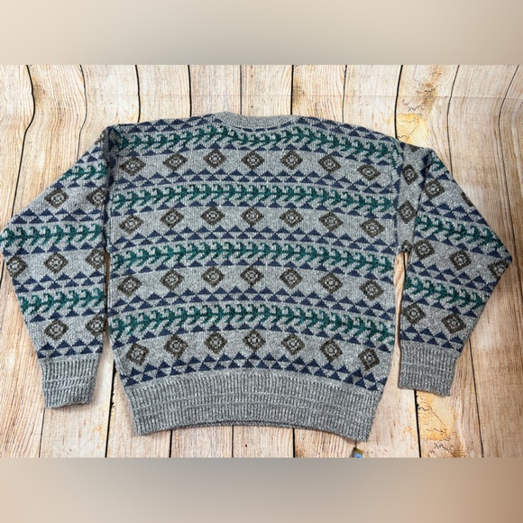 Vintage Reed St James Aztec Print Pullover Knit Sweater Size L Made in USA - Picture 2 of 5